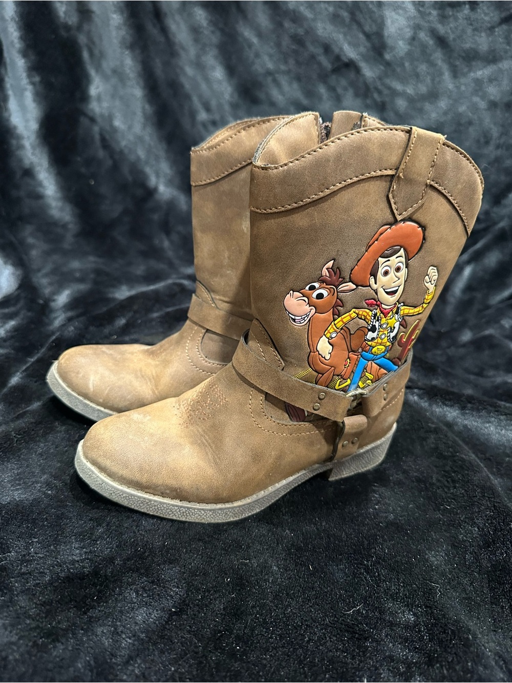 Toy Story Brown Kid's Cowboy Boots Size 12 with Woody & Bullseye Graphic
